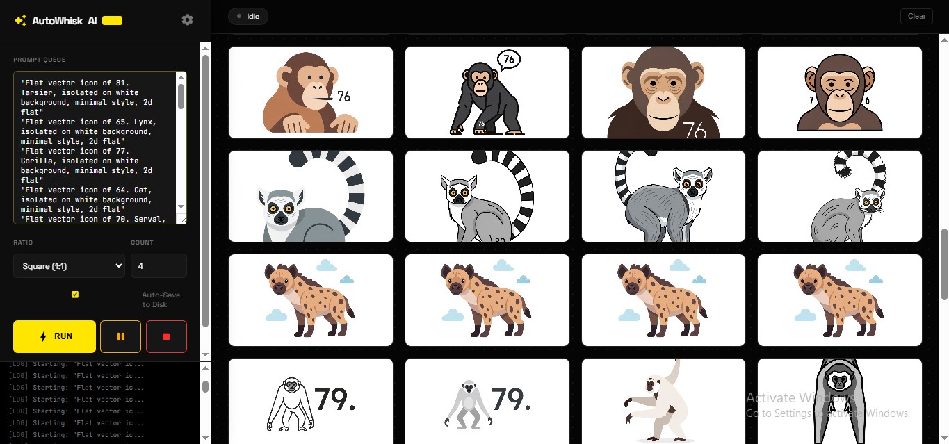 AutoWhisk AI Dashboard - Bulk Image Generator Interface